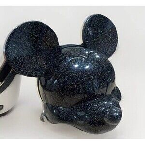 Disney Parks 2024 Mickey Mouse Head Black Glitter Cross Body Bag Loungefly NEW